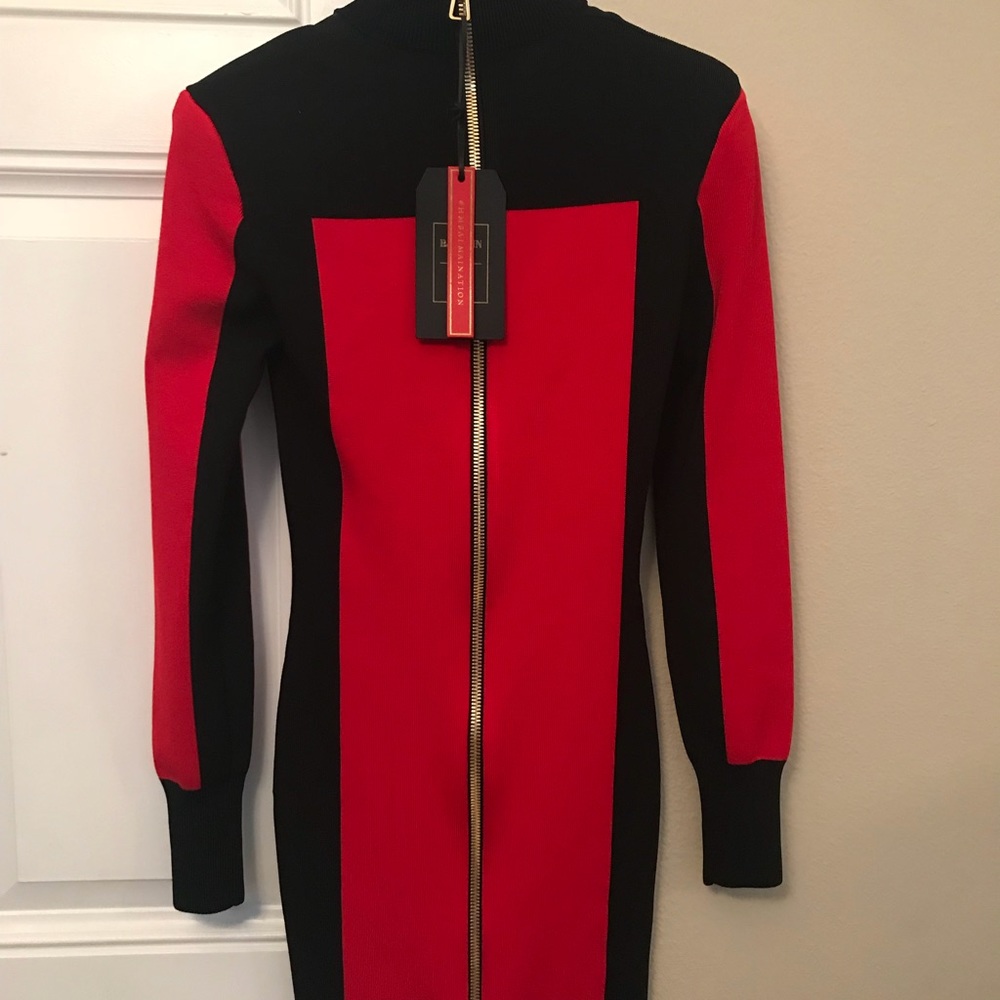 Balmain X H&M color block dress